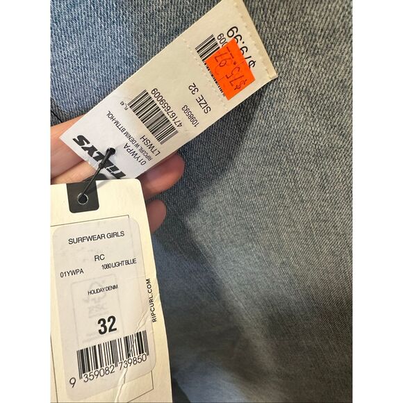 Rip Curl Women’s Surfwear Light Wash High Rise Wide Leg Jeans Size 32 - Picture 7 of 8